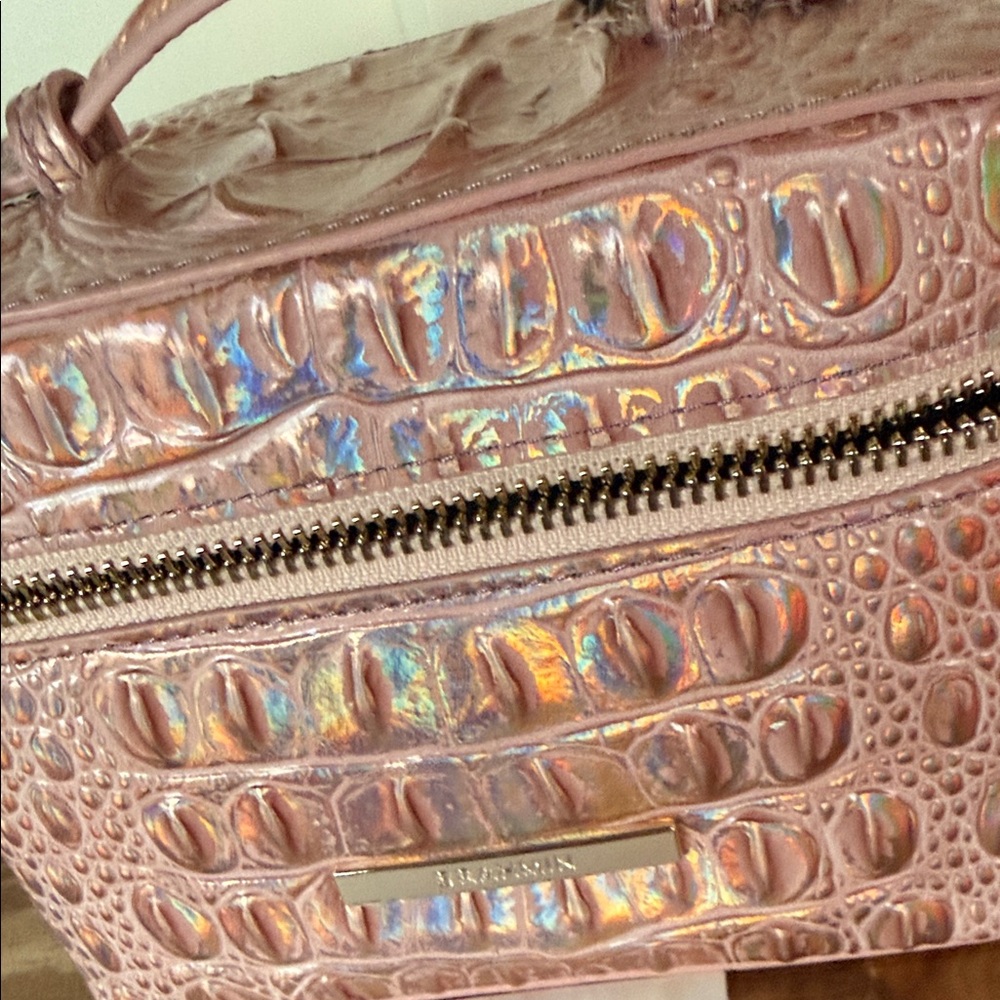 Brahmin Small Charmaine Train Case Rose Gold Melbourne Genuine Leather - Picture 7 of 7